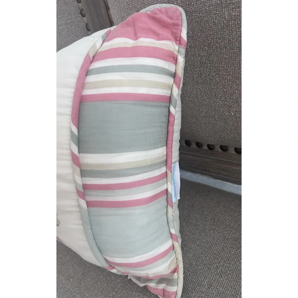 Waverly Spring Bling Farmhouse Floral Embroidered  Pillow Cover Accent Stripe